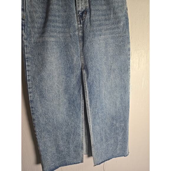 Maxi Front-Slit Denim Skirt Womens 8 Western Casual Fall Boho Winter Chic Indie - Picture 2 of 7